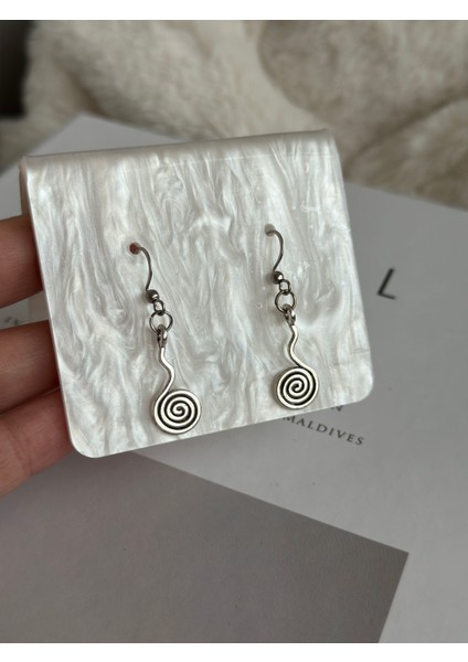 Spiral Damla Çelik Küpe