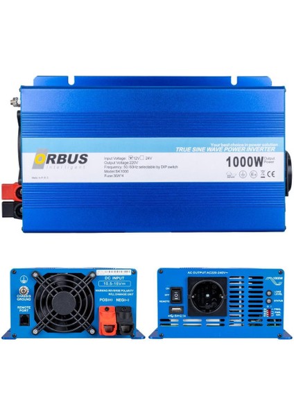 12V 1000 Watt Tam Snüs Invertör
