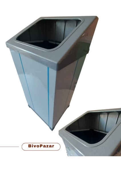 Krom Açık Çatı Kapaklı Çöp Kovası - Bahçe ve ofis çöp kovası 36 Litre fiyatları