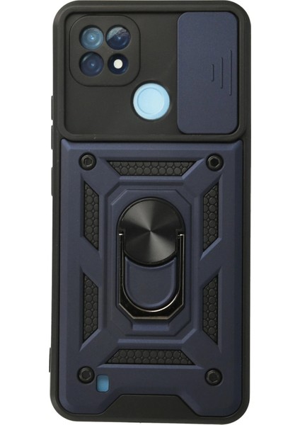 Realme C21 Kılıf Pars Lens Yüzüklü Silikon - Lacivert Arbkd