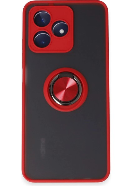 Realme C53 Kılıf Montreal Yüzüklü Silikon Kapak - Kırmızı Svlrs