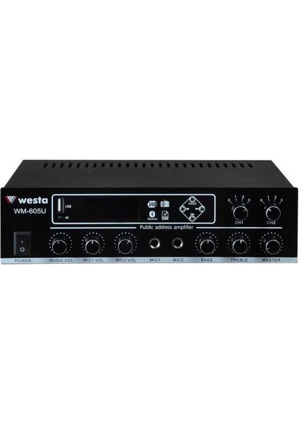 WM-605U Usb-Bluetooth 2 Bölgeli 2 Mikrofon Girişli 100 Watt Trafolu Anfi