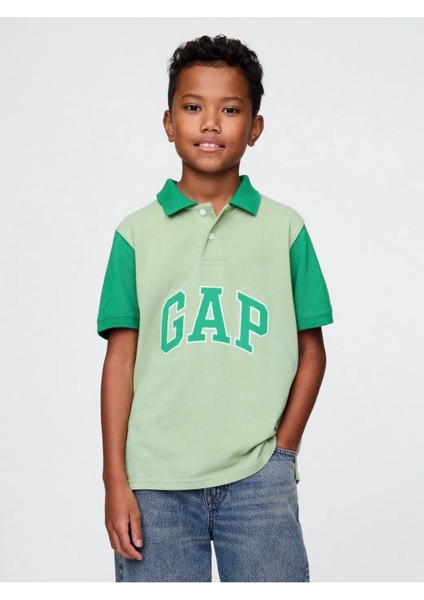 Erkek Çocuk Gap Logo Polo Yaka Yeşil Tişört 708502000