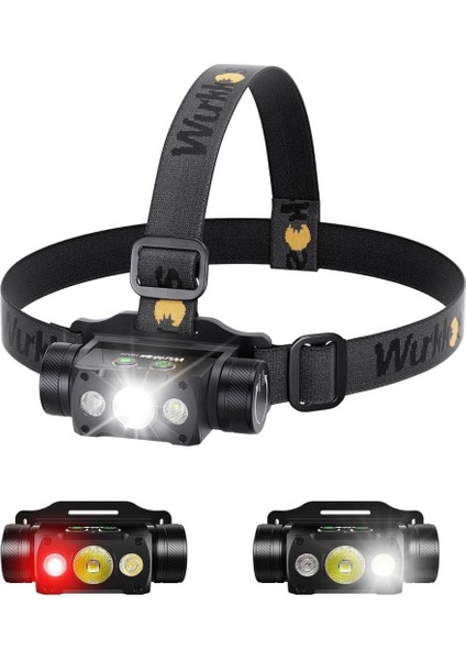 HD50 LED Kafa Lambası, 4000 Lümen, Şarjlı Kafa Lambası, Kafa Fener, 9 Parlaklık Modu, Su Geçirmez LED Fener