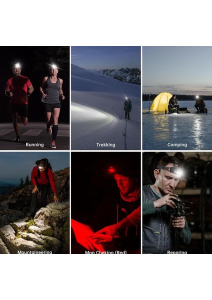 HD50 LED Kafa Lambası, 4000 Lümen, Şarjlı Kafa Lambası, Kafa Fener, 9 Parlaklık Modu, Su Geçirmez LED Fener fiyatları