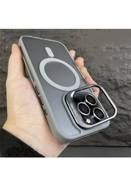 Apple Iphone 15 Pro Uyumlu Mat Serisi Standlı Kapak Magsafe Kılıf +Lens Koruma . fırsatları