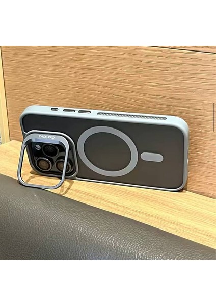 Apple Iphone 15 Pro Uyumlu Mat Serisi Standlı Kapak Magsafe Kılıf +Lens Koruma . indirimleri