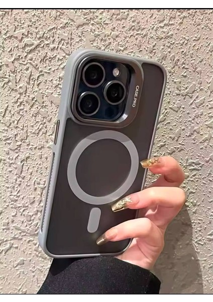 Apple Iphone 15 Pro Uyumlu Mat Serisi Standlı Kapak Magsafe Kılıf +Lens Koruma .