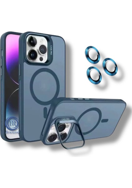 Apple Iphone 15 Pro Uyumlu Mat Serisi Standlı Kapak Magsafe Kılıf +Lens Koruma . modelleri