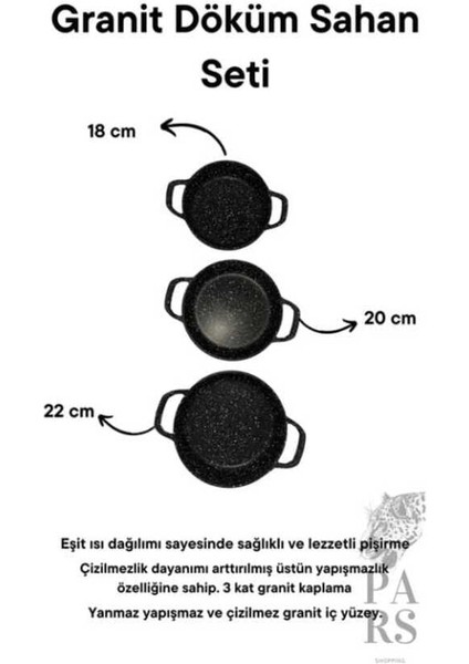 Granit Kaplama Profesyonel Döküm Sahan Seti 3’lü – Isıya Dayanıklı Kulplu fırsatları