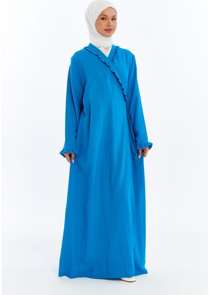 Pamuklu Viskon Aqua Mavi Ev-Namaz Elbisesi