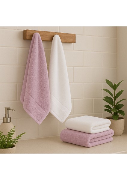 Home Collection 4’lü Banyo Havlu Seti – Pamuklu ve Yumuşak Dokulu, Emici Kumaş