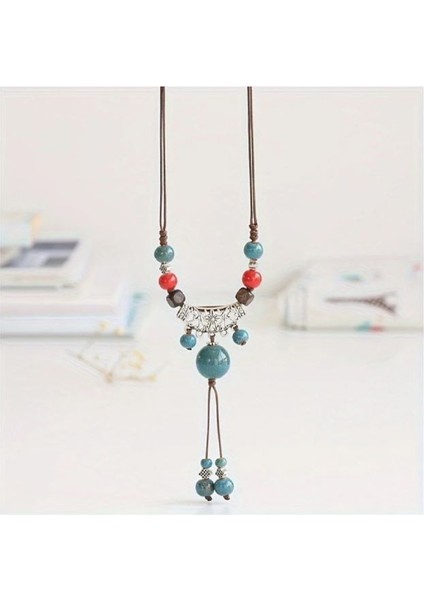 Colored Beads Günlük Giyim & Parti Vintage Bohemi Renkli Boncuk Kolye