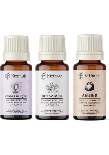 3lü Set Uçucu Koku Yağı Difüzör Kurutma Topu Buhurdanlık Yağı Beyaz Misk Cennet Bahçesi Amber 3X10ML