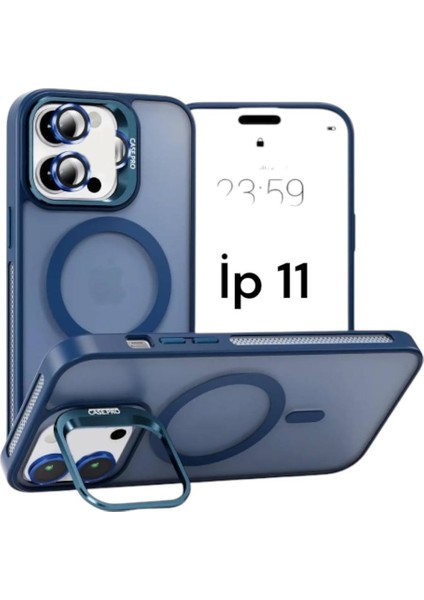 Apple Iphone 11 Uyumlu Mat Serisi Standlı Kapak Magsafe Kılıf +Lens Koruma .