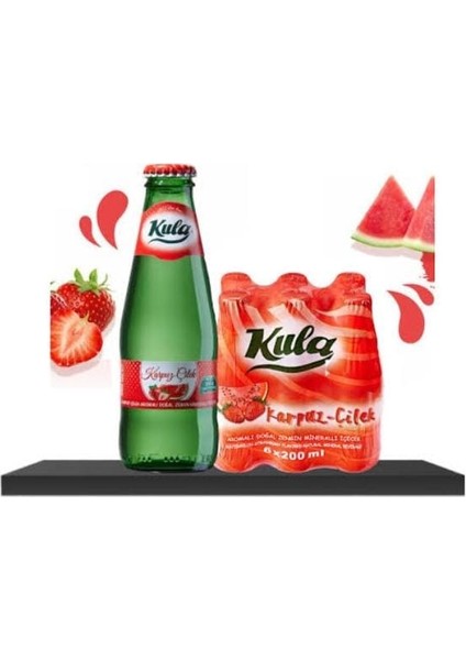 Karpuz ve Çilek Aromalı Gazlı Doğal Maden Suyu 24 x 200 ml Cam Şişede Ferah Lezzet indirimleri