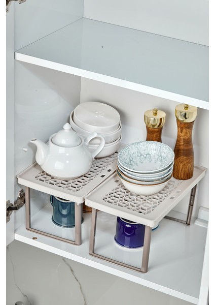 Dolap Içi Ayaklı Raf Düzenleyici 2 Adet - Krem fiyatları