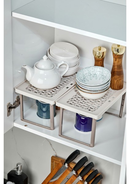 Dolap Içi Ayaklı Raf Düzenleyici 2 Adet - Krem modelleri