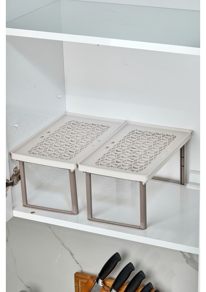 Dolap Içi Ayaklı Raf Düzenleyici 2 Adet - Krem fırsatları