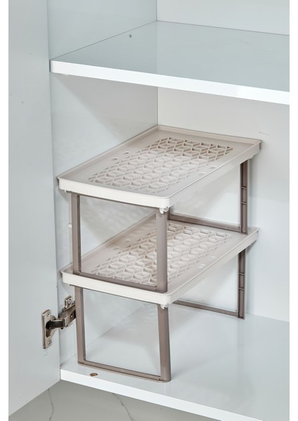 Dolap Içi Ayaklı Raf Düzenleyici 2 Adet - Krem indirimleri