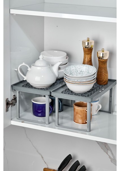 Dolap Içi Ayaklı Raf Düzenleyici 2 Adet - Antrasit fiyatları