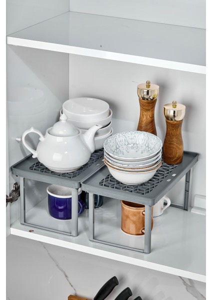 Dolap Içi Ayaklı Raf Düzenleyici 2 Adet - Antrasit modelleri