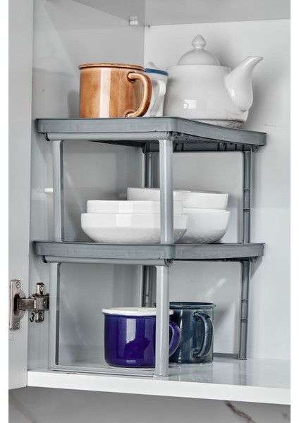 Dolap Içi Ayaklı Raf Düzenleyici 2 Adet - Antrasit fırsatları