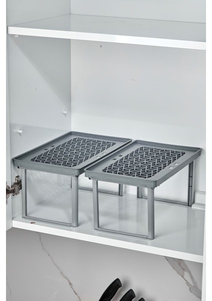 Dolap Içi Ayaklı Raf Düzenleyici 2 Adet - Antrasit indirimleri