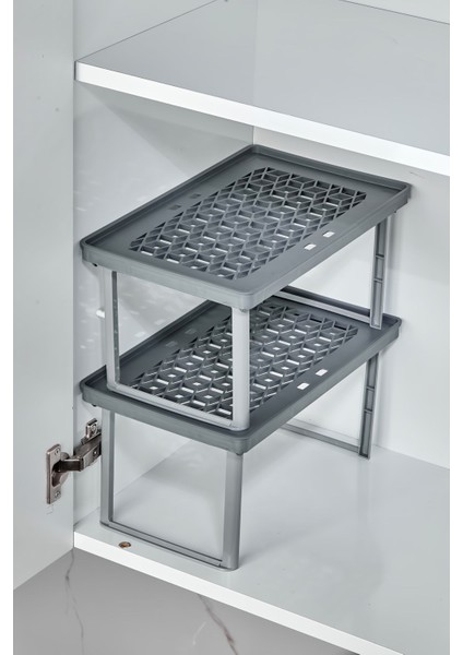 Dolap Içi Ayaklı Raf Düzenleyici 2 Adet - Antrasit