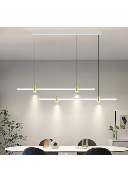 Beyaz 3000K Işık Rengi, Kumandalı 2*100CM LED Lamba, Sarkıt Avize, Modern Aydınlatma, Masa Üzeri