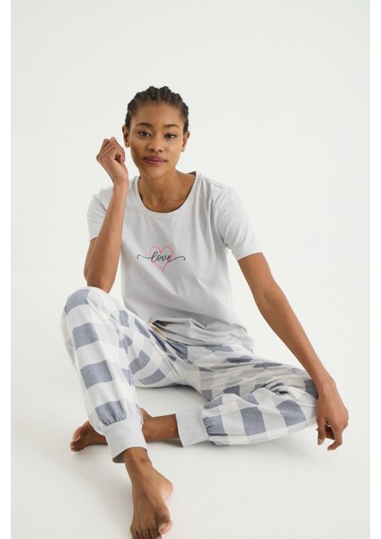 Cameron Örme Kısa Kol Pijama Tshirt Pantolon Set