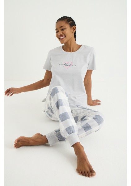 Cameron Örme Kısa Kol Pijama Tshirt Pantolon Set fiyatları