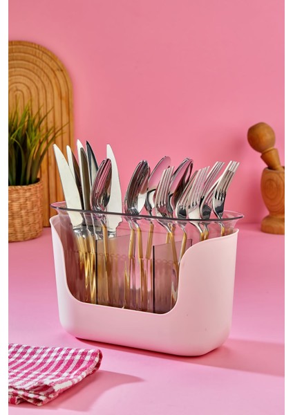 3 Bölmeli Süzgeçli Kaşıklık - Pembe modelleri