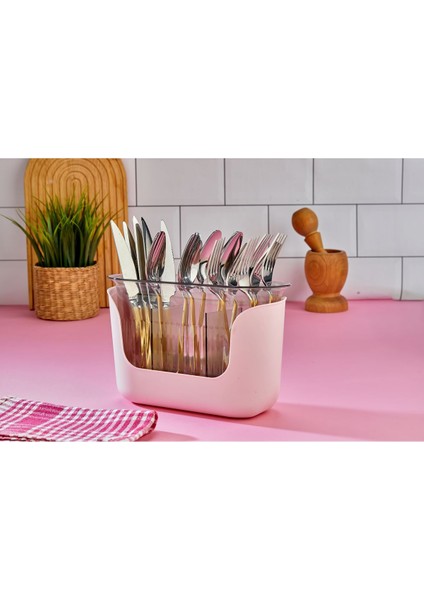 3 Bölmeli Süzgeçli Kaşıklık - Pembe fırsatları