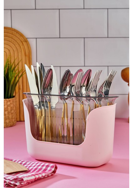 3 Bölmeli Süzgeçli Kaşıklık - Pembe indirimleri