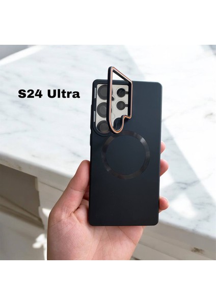 Samsung Galaxy S24 Ultra Uyumlu Magnezyum Serisi Standlı Kapak Magsafe Sert Kılıf +Lens Koruma . modelleri