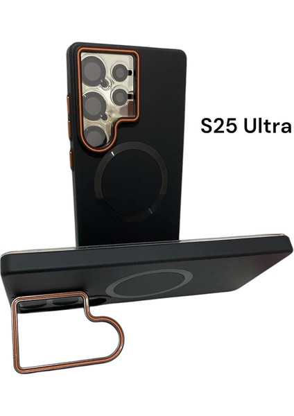 Samsung Galaxy S25 Ultra Uyumlu Magnezyum Serisi Standlı Kapak Magsafe Sert Kılıf +Lens Koruma . indirimleri
