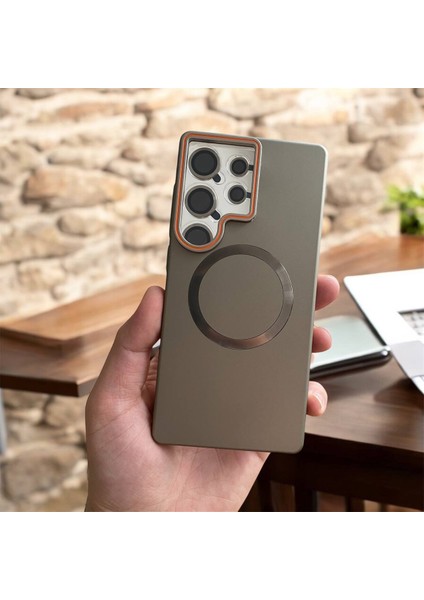 Samsung Galaxy S25 Ultra Uyumlu Magnezyum Serisi Standlı Kapak Magsafe Sert Kılıf +Lens Koruma . fiyatları