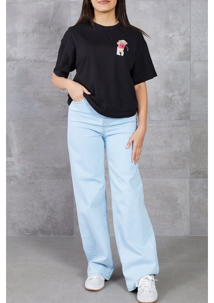 Ayıcık Baskılı Bisiklet Yaka T-Shirt fiyatları