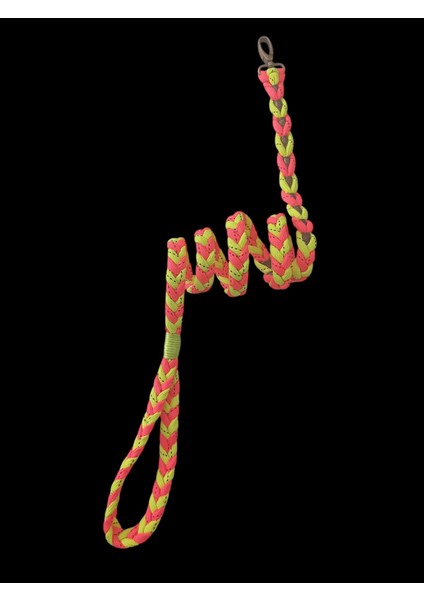 Köpek Gezdirme Tasması Orta Irk Çift Renkli Turuncu-Yeşil Floş Bağ Örgülü Uzunluk:120cm Dog Leash B6-9