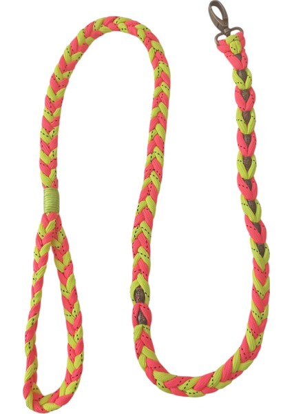 Köpek Gezdirme Tasması Orta Irk Çift Renkli Turuncu-Yeşil Floş Bağ Örgülü Uzunluk:120cm Dog Leash B6-9 fiyatları