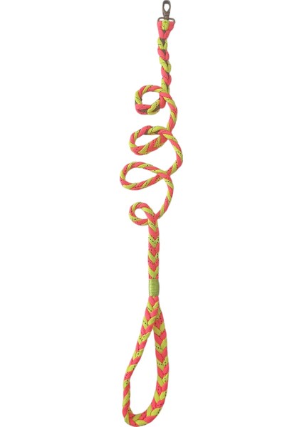 Köpek Gezdirme Tasması Orta Irk Çift Renkli Turuncu-Yeşil Floş Bağ Örgülü Uzunluk:120cm Dog Leash B6-9 fırsatları