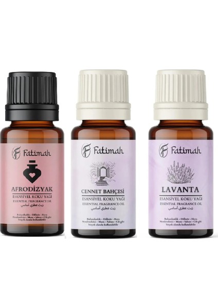 3lü Set Uçucu Koku Yağı Difüzör Kurutma Topu Buhurdanlık Yağı Afrodiz Cennet Bahçesi Lavanta 3X10ML
