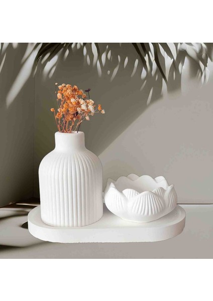 Boyanabilir Vazo, Lotus Mumluk, Oval Tepsi Set