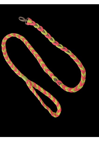 Köpek Gezdirme Tasması Orta Irk Çift Renkli Turuncu-Yeşil Floş Bağ Örgülü Uzunluk:120cm Dog Leash B6-9 modelleri
