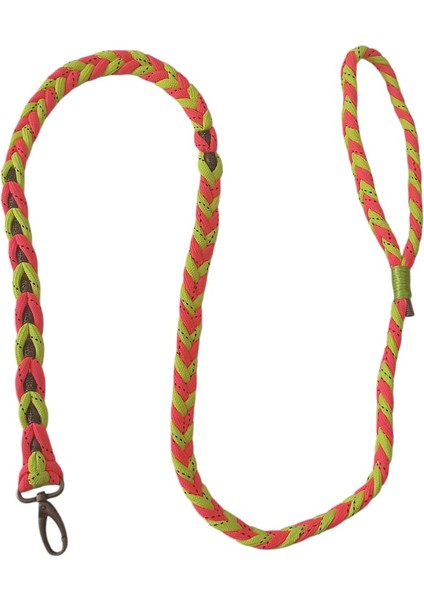 Köpek Gezdirme Tasması Orta Irk Çift Renkli Turuncu-Yeşil Floş Bağ Örgülü Uzunluk:120cm Dog Leash B6-9