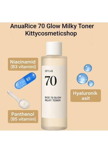 Rıce 70 Glow Mılky Toner (Pirinçli Sütlü Tonik) 250 ml