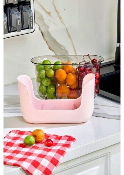 3 Bölmeli Süzgeçli Mutfak Düzenleyici - Pembe fırsatları