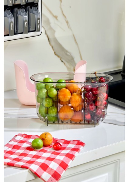 3 Bölmeli Süzgeçli Mutfak Düzenleyici - Pembe indirimleri