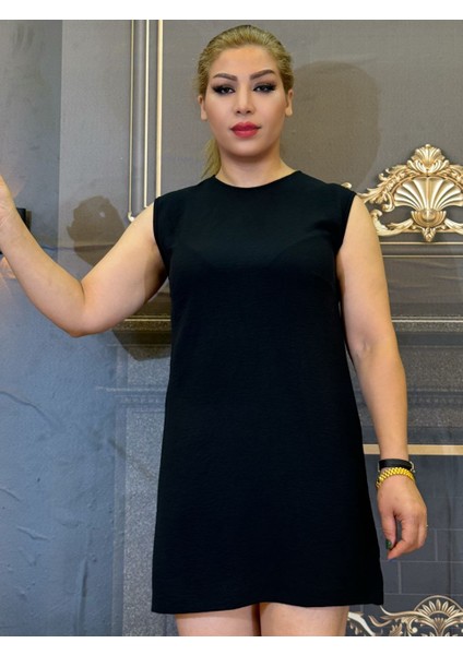 Kadın Kolsuz Elbise,krep Kumaş,yazlık,astarsız,siyah,günlük,diz Üstü fiyatları